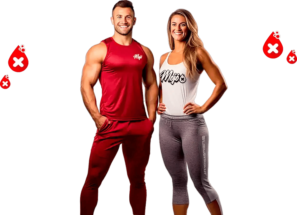 Athletic man and woman in Mojo training gear